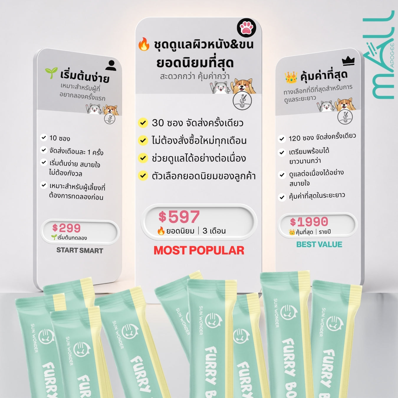 Sun Wonder Furry Booster ผงอาหารเสริมบำรุงขนและผิวหนังสำหรับสัตว์เลี้ยง – จัดส่งแบบสมาชิก