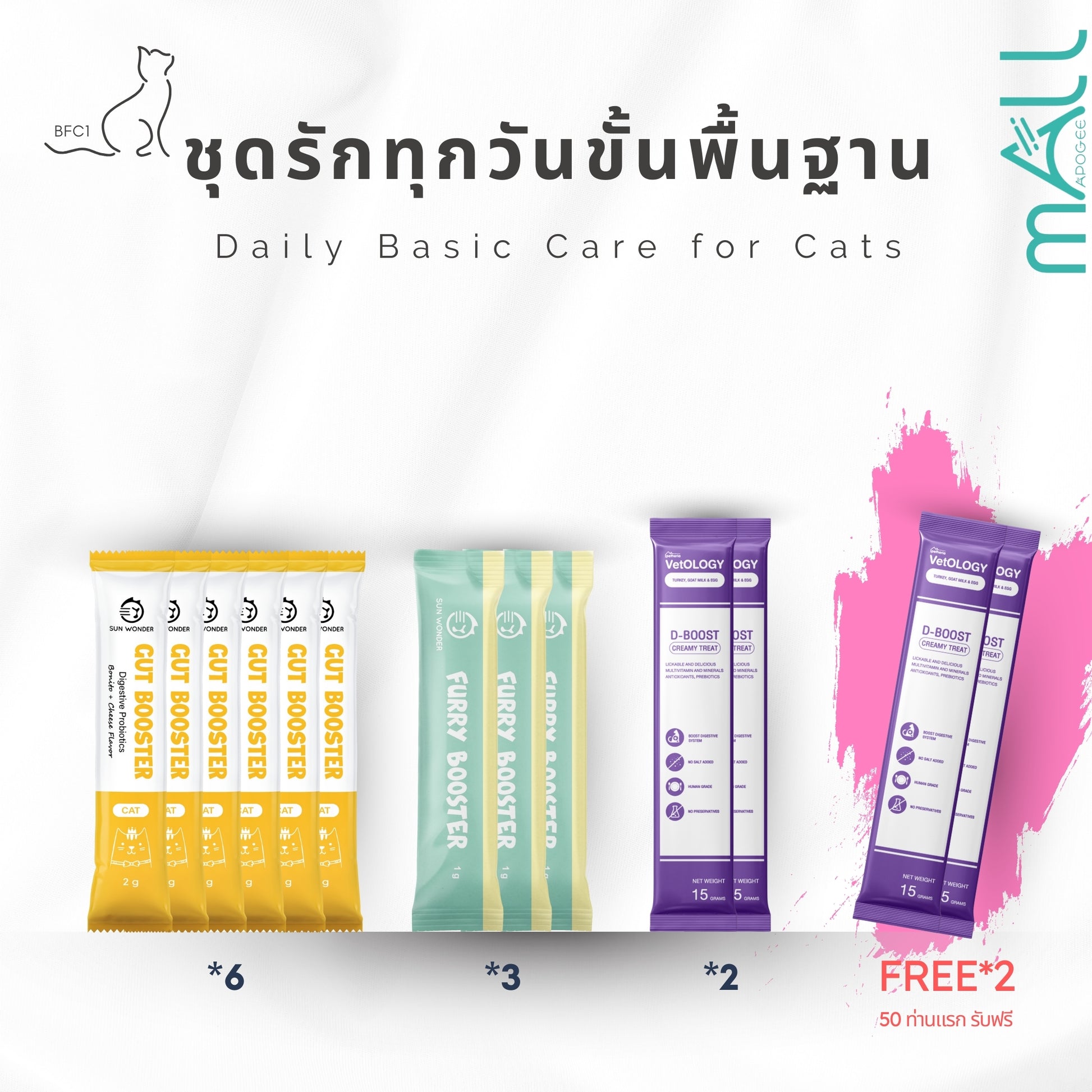 BFC1-ชุดรักทุกวันขั้นพื้นฐาน｜กินดี ขับถ่ายดี หลับสบาย สำหรับแมว(แมว)