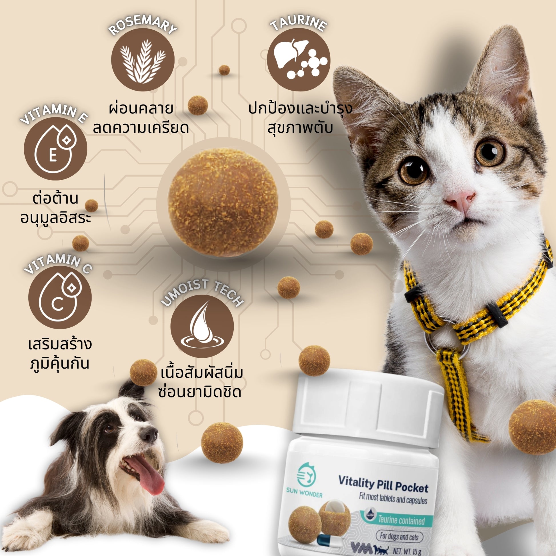 Sun Wonder Vitality Pill Pocket อาหารเสริมวิตามินช่วยป้อนยา บำรุงตับ