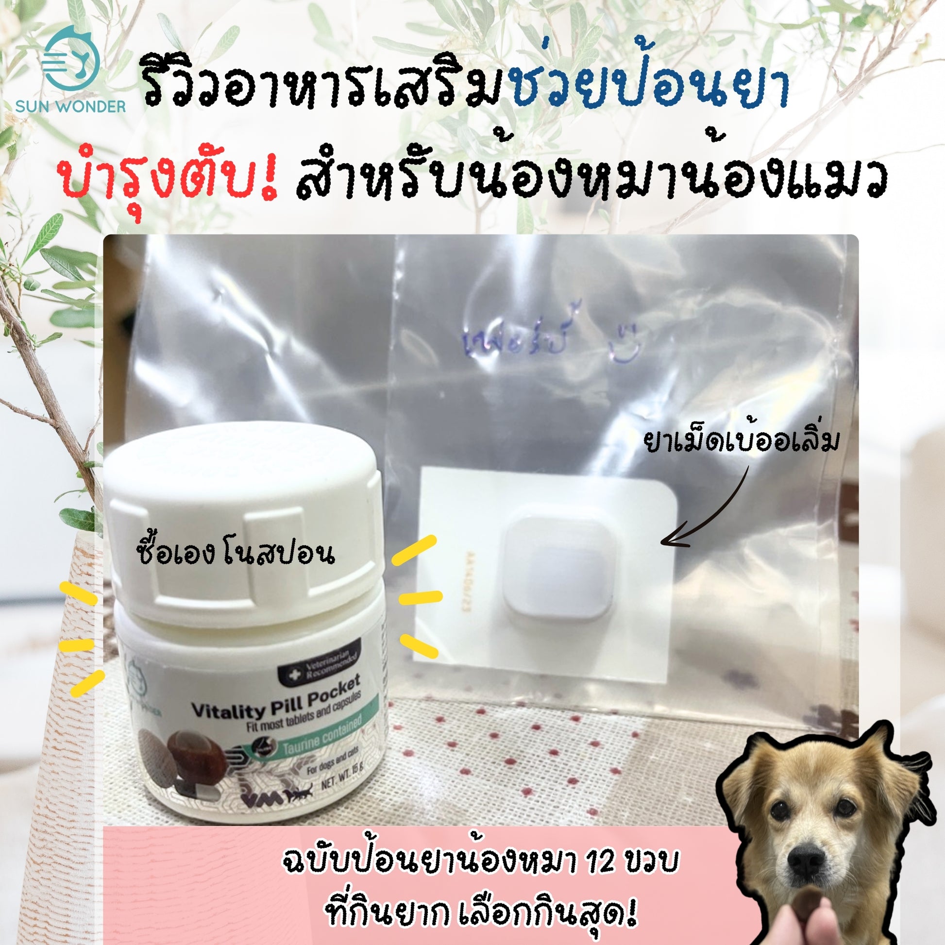 Sun Wonder Vitality Pill Pocket อาหารเสริมวิตามินช่วยป้อนยา บำรุงตับ