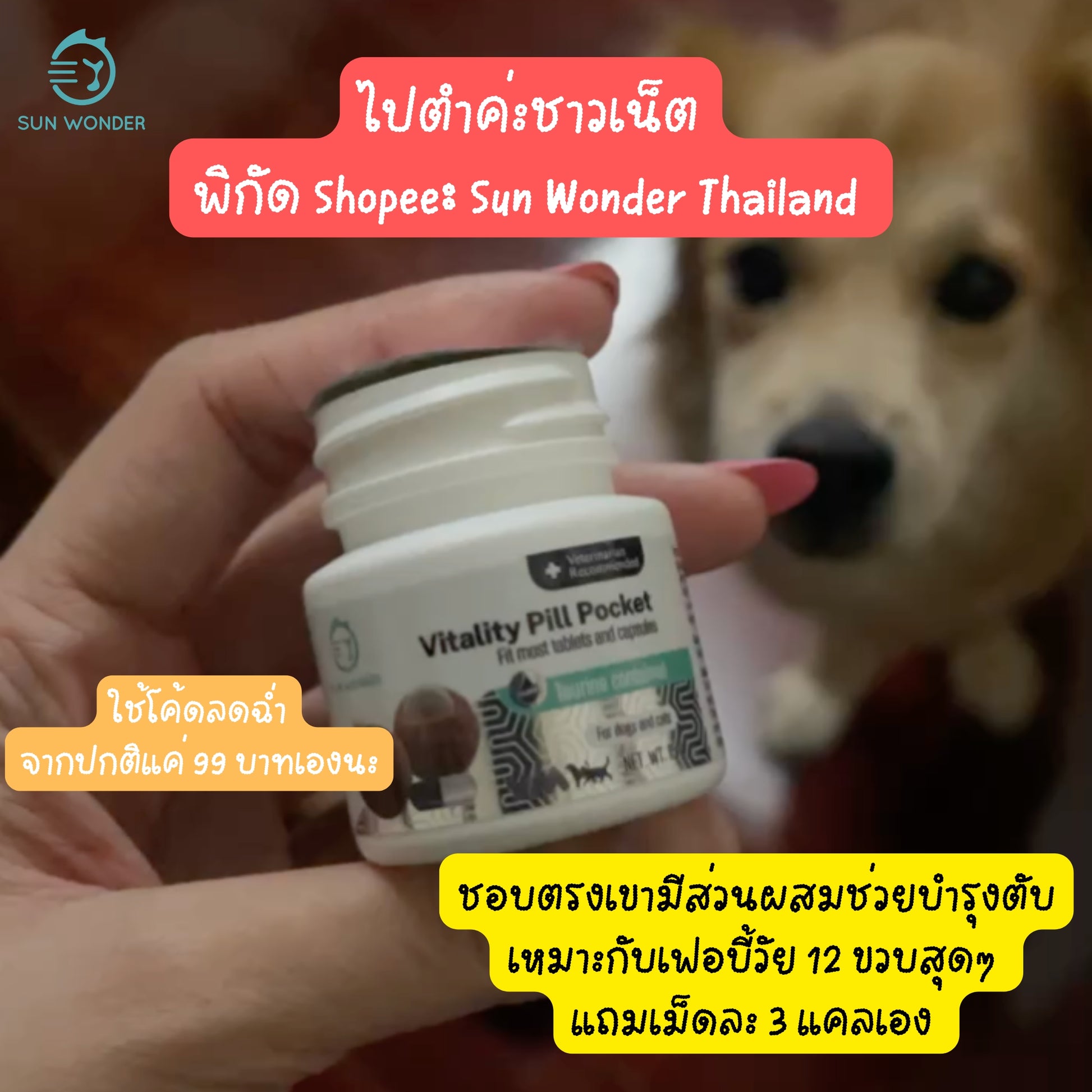 Sun Wonder Vitality Pill Pocket อาหารเสริมวิตามินช่วยป้อนยา บำรุงตับ